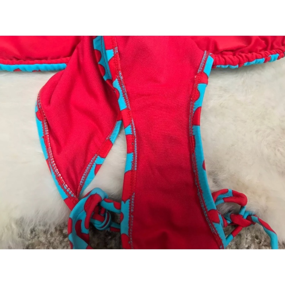 Bathing Suit 2 Pieces Tied Sides Halter Sz S - Picture 4 of 5